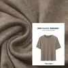 Camiseta Azul de Manga Media con Diseño de Cinco Mangas para Mujer 2026 Nuevo Otoño Ajuste Delgado Tencel Lana
