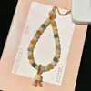 Lanyard para Teléfono de Raíz de Bodhi Natural con Colgante de Cuentas, Exquisito y de Alta Gama, Accesorio de Muñeca de Estilo Artístico y Sencillo para Hombres y Mujeres