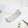 Prato Oval de Armazenamento em Aço Inoxidável Bandeja de Metal Joias Sobremesa Lanche Frutas Prato Ornaments Nórdicos Estilo Ins Prato de Lanches