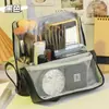 Bolsa de Cosméticos Feminina Nova Compartimentada Autoportante Grande Capacidade Viagem Portátil Bolsa Portátil com Compartimentos