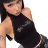 Europeo y Americano Transfronterizo Encaje Chaleco Tirantes Cuello Halter Letra Verano Ajustado Sexy Top Corto de Mujer