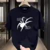 Verano Nueva Moda Marca Camiseta de Manga Corta Marca de Moda para Hombre Ropa para Hombre Holgada Casual Estampada Camiseta de Media Manga Negra