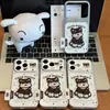 Funda para Teléfono con Etiqueta de Cachorro Bordada Compatible con iPhone 16 Pro Max Funda para Teléfono Apple 17 Funda de Transformación Instantánea Galvanizada