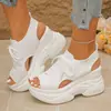 Sandalias de Malla Tejida Fly-Knit de Suela Gruesa para Mujer, Modelo Nuevo 2026, Sandalias Romanas Casuales de Cuña con Punta Abierta para Verano, Tallas Grandes, Exportación