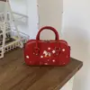 Bolso de Mano Rojo Retro para Mujer Bolso Tote Pequeño 2026 Nuevo Bolso Cuadrado Pequeño Simple Bolso Versátil de Hombro Cruzado