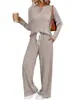 Conjunto de Pijama de Duas Peças Amazon Europeu e Americano Canelado Escovado Decote V Vestível Homewear Outono/Inverno 2025 para Mulheres
