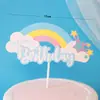 Decoración de pastel para hornear globo aerostático de arcoíris nube molino de viento ins bandera de inserción para pastel de feliz cumpleaños