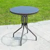 Mesa de Exterior, Mesa de Comedor Cuadrada Redonda de Cristal Templado a Prueba de Lluvia, Mesa de Café Cuadrada Redonda para Balcón, Mesa de Café Pequeña, Mesa de Hierro Comercial para Ocio