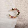 Diseño Colorido Fresco y Dulce Anillo Abierto con Cuentas Nicho de Lujo de Alta Gama Super Hada Bosque Anillo de Dedo