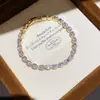 Pulsera Ovalada de Circonita Estilo Francés, Pulsera de Gama Alta Estilo Coreano Estilo Ins, Lujo Accesible, Joyería de Mano Moderna y Versátil para Mujeres