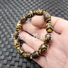 Pulsera de ágata de Xizang con cuentas una, dos, tres, cuatro, cinco, seis, nueve ojos colmillo de tigre Ruyi joyería pulsera de jade luantong