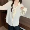 Colección Otoño 2026: Camisa de Manga Larga para Mujer Tallas Grandes con Corbata de Moño, Top Interior Estilo Francés para el Trabajo