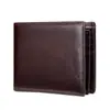 Cartera corta de cuero genuino para hombre 2020 Nueva Cartera Casual Vintage de Piel de Vaca de Primera Capa Cartera Cepillada Antirrobo para Hombre