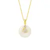 Tichia Foto Real del Collar Hebilla de Seguridad de la Suerte de Albaricoque para Mujer Plata de Ley S925 Nuevo Estilo Chino Tendencia Nacional Nicho Cadena para Clavícula de Calcedonia Blanca
