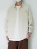 Camisa Básica de Trabajo Retro Japonesa para Primavera y Otoño para Hombres y Mujeres, Chaqueta Camisa Casual de Manga Larga con Cuello de Solapa, Top de Moda