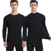 Conjunto de Ropa Interior Térmica de Otoño para Hombre Cuello Redondo Cálido Capa Base de Algodón para Invierno Talla Grande