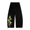 Pantalones de chándal anchos con cordón y estampado de estrellas, estilo retro americano perezoso, para mujer, novedad de otoño, pantalones casuales, pantalones largos fluidos