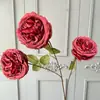 Flores Artificiales de Gama Alta Austin de Tres Cabezas para Arreglos Florales de Boda, Paredes de Flores, Arreglos de Piso, Flores Falsas, Arreglos Florales DIY