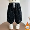 Calça de Moletom Estilosa com Forro de Lã para Meninas para Outono e Inverno, Calça Esportiva Quente Infantil, Calça Casual Grossa de Inverno para Bebês Meninas
