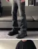 Jeans masculino American 517 preto e cinza com textura cleanfit estilo high street perna reta lavado vibe retrô micro flare