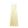 Atacado de Fabricantes de Roupas Femininas Transfronteiriças 2025 Aliexpress Mais Vendido Elegante Vestido Midi de Cetim de Seda com Cinto