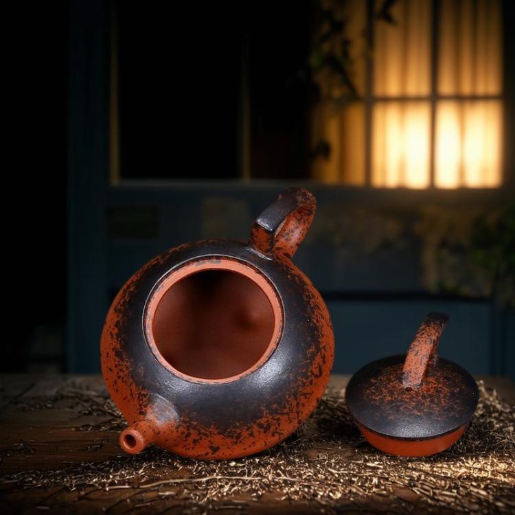 柴烧泼墨茶壶