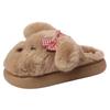 Piao Hong Design Adorables Pantuflas Peludas con Lazo de Perrito para Otoño e Invierno, Adorables Pantuflas de Algodón Cerradas con Suela Gruesa de Peluche