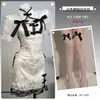 Vestido Qipao Sexy de Seda Inspirado em Borboleta com Mangas Bufantes Estampadas de Botão Uniforme Cosplay Lolita Panda Maid A784