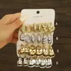 Venta Caliente Transfronteriza Joyería Europea y Americana Joyería Metálica Cuadrado Geométrico Set de Pendientes para Mujer Pendientes de Forma de C Pendientes de Alta Gama