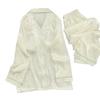 Conjunto de Roupas Doce para Casa Novo de Primavera e Outono com Fita de Gelo, Protetor de Peito, Calças de Manga Longa, Cardigã de Lapela Pode Ser Usado Fora