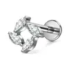 Piercing G23 liga de titânio full-body 5 brincos de zircônia marquise, pino de cartilagem de titânio, rosca interna 0.9, base reta, haste de 8mm