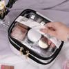 Comercio Exterior Transfronterizo Nuevo Mármol Portátil Transparente Estampado de Leopardo Doble Capa Bolsa de Cosméticos Impermeable Portátil Neceser Almacenamiento para Mujeres