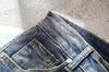 Jeans Cortos de Otoño Trendy Vintage Azul Ajustado para Hombre con Parches Rotos para Hombres Jóvenes con Estilo