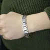 Joyería de Plata de Ley s925 Plata Tailandesa Vintage Pulsera para Hombre Seis Caracteres Mantra Cara Ancha Cadena de Plata para Regalo de Novio