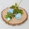 Rosa Artificial Retro Estilo Europeo de 3 Pétalos Borde Tostado Decoración del Hogar Mesa de Sala de Estar Accesorios para Fotos Boda