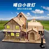 Artesanías de Madera Europeas Decoraciones Navideñas Adornos Casa Pequeña de Madera Escena Diseño Cabaña Pequeña DIY