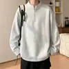 Sudadera blanca versátil de corte holgado con estampado floral moderno para hombre, chaqueta gris de peso pesado estilo americano con cremallera para medio otoño para adolescentes