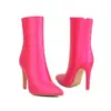Botas Martin versátiles de comercio exterior para otoño e invierno, botas de cuero de corte bajo con punta fina de estilo transfronterizo con suelas de goma, cremallera lateral antideslizante, botas de tacón alto para mujer