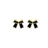 Pendientes Negros de Lazo Estilo Coreano Simple con Goteo de Aceite Moda Diseño de Nicho Sentido Exquisito Versátiles Accesorios Explosivos para Orejas para Mujeres