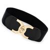 Cinturón Elástico Dorado para Mujer con Hebilla Giratoria Todo Fondo Elástico Cubre Cintura Ancho Vestido Decorativo para Mujer Tres Tallas