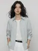 Camisa Protectora del Sol de Rayón Color Azul Aqua para Mujer, Manga Larga, Nuevo Estilo Verano 2026, Holgada Minimalista Casual Versátil para el Día a Día