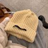 Seção de temperamento! Designer Solto Retro Preguiçoso Chapéu de Malha Mulheres Inverno Quente Heap Chapéu Proteção de Orelha Lã Chapéu
