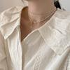 Collar de doble capa con lazo de perlas de primavera temprana para mujer 2021 nueva moda elegante dulce nicho cadena clavicular