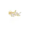 Amazon Quente Nova Moda Versátil Brincos de Zircônia com Cravação de Diamante Folha de Salgueiro Argola de Orelha com Rosca Unha de Osso de Orelha Decoração
