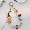 Colgante Hecho a Mano para Teléfono Móvil Color Maillard Ins Retro Cadena para Teléfono Móvil Cordón para Cámara Ccd Cadena de Colgantes con Cuentas