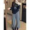 Foto real do novo calça larga de outono 2026 com um estiloso design de cordão, estilo casual, solto e simples para mulheres 18115