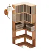 Estantería de esquina de madera maciza importada, armario de almacenamiento multicapa sin pintar, estante de almacenamiento para sala de estar, estantería de esquina simple