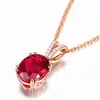 Venta caliente en vivo de Tiktok colgante tesoro color rubí en forma de V collar chapado en oro rosa de 18 quilates collar de turmalina roja paloma