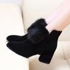 Nuevos Zapatos de Tacón Alto con Plataforma para Mujer 2025 en Otoño e Invierno Zapatos de Cuero Gamuzado Botines Cortos Mate Zapatos de Mujer con Forro de Felpa Suela Suave de Algodón