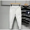 Jeans Branco Novo de Verão com Stretch Tendência para Homens Slim Fit Estilo Coreano Calças Cropped de Alta Qualidade Homens
